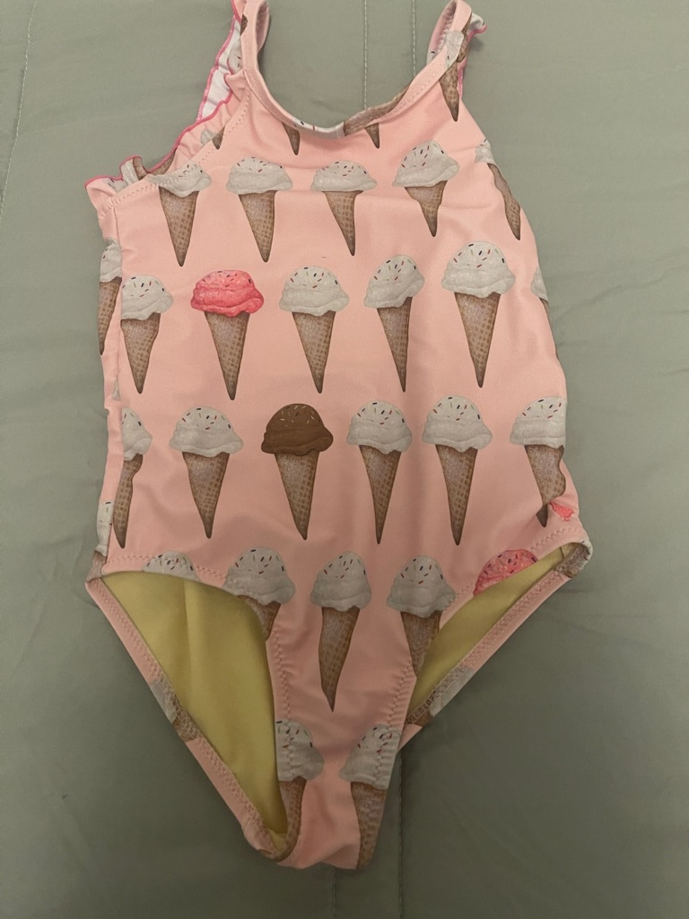 Pink Chicken Pink Ice Cream Cone Print Girls' One-Piece Swimsuit